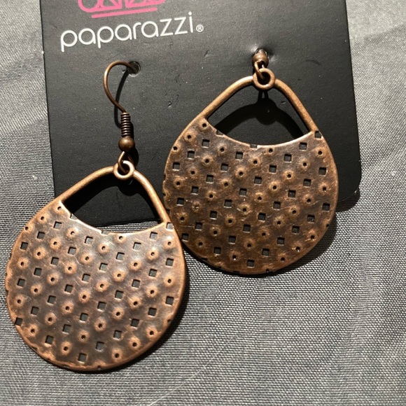 Paparazzi Brown Statement Earrings with Textured Design - Picture 1 of 1